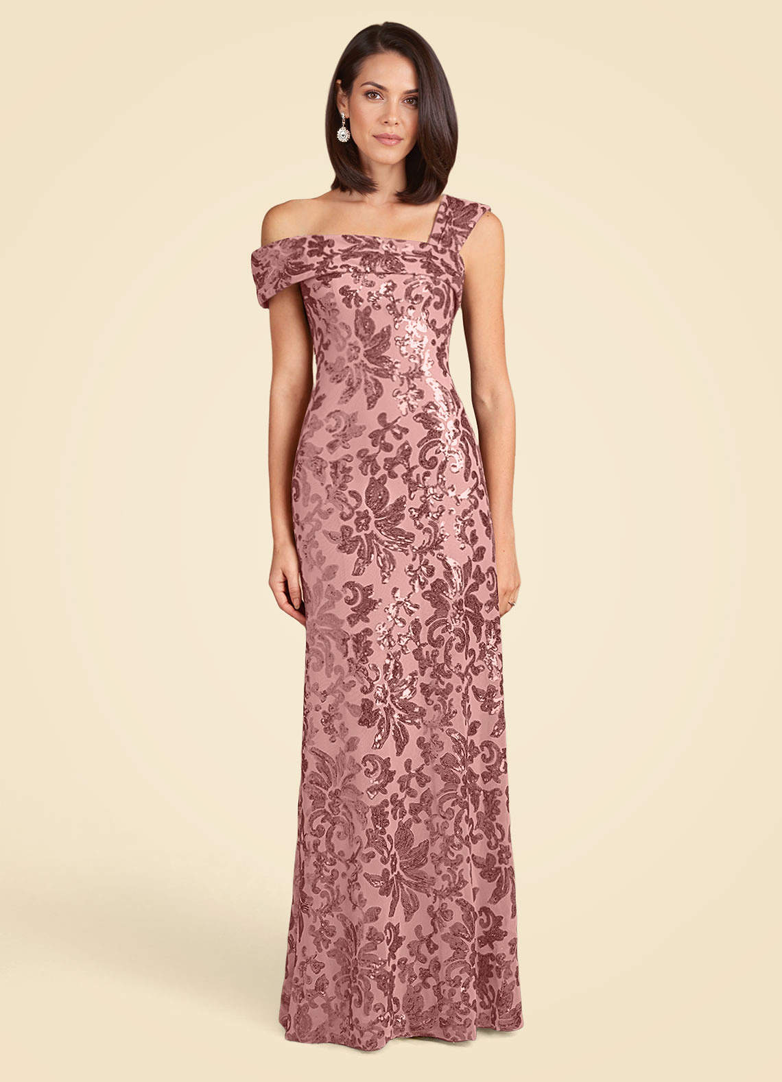 Azazie Odessia Abiti per la Madre della Sposa Abito A-Line in Pizzo Lustrini Rosa Polverosa image1