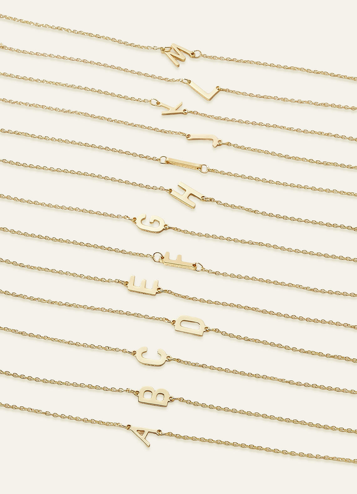 front 3-teiliges Armbandset mit Anfangsbuchstaben