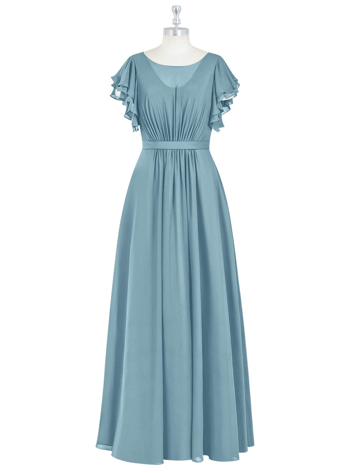 Azazie Daphne Moody Blue Modest Bridesmaid Dresses | Azazie