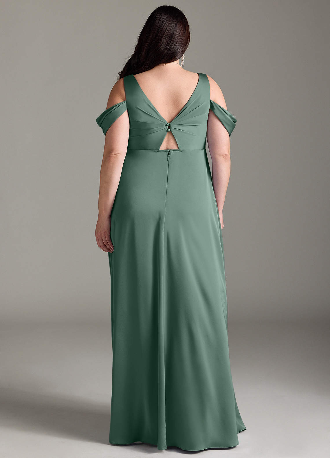 Azazie Rhea Vestidos de dama de honra para maternidade Vestir Linha A Plissado Comprimento do chão Cetim elástico image8
