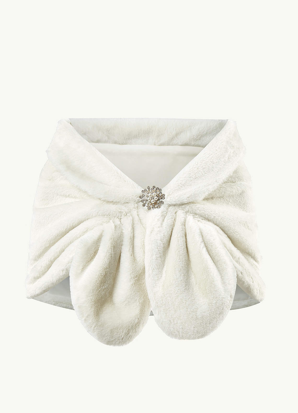 front Brooch Faux Fur Cape