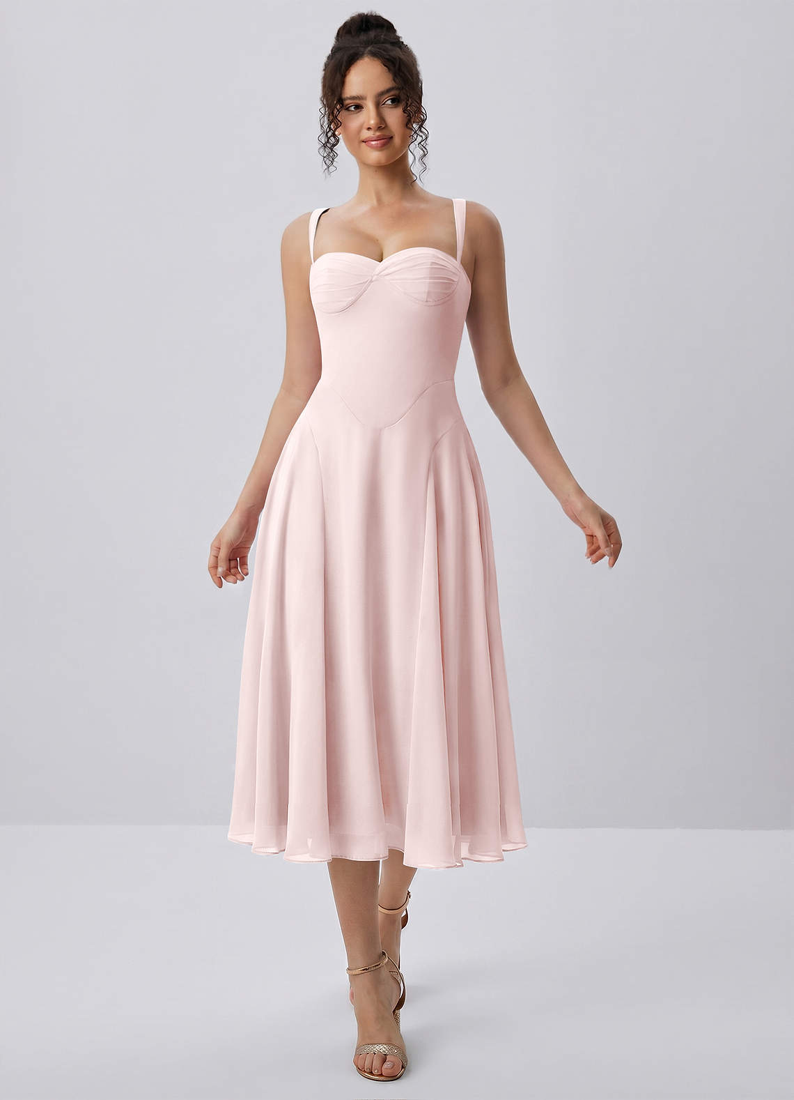 pink chiffon dress midi Huguette Blushing Sweetheart Lace-Up kind styles fabricated for ClothingStyleLabel: Officewear CAMO Color:Harvest Theory Black Dresses | Pink floral dress