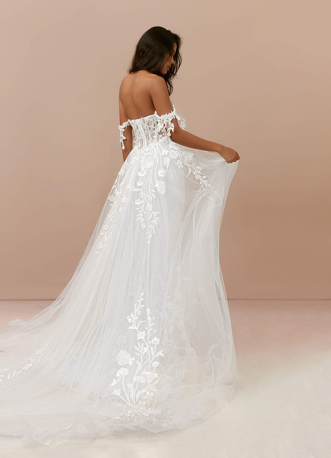 Azazie Evergarden Wedding Dresses Diamond White A-Line Sequins Tulle Dress image1