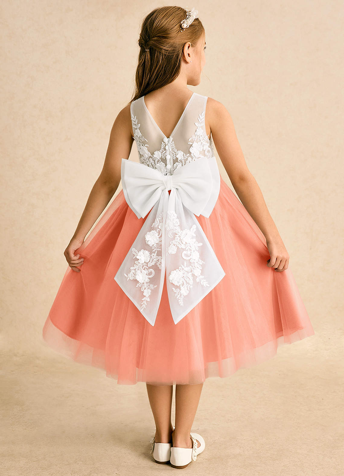 Azazie Lina Flower Girl Dresses Ivory Sunset Ball-Gown Lace Dress image1