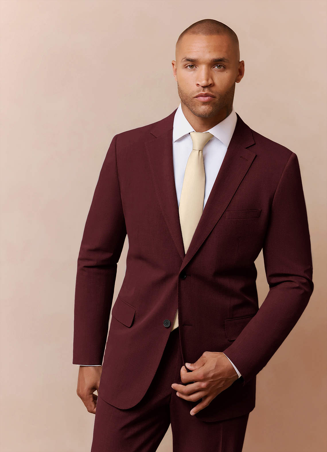 front Savile Burgundy Wool Blend Suit