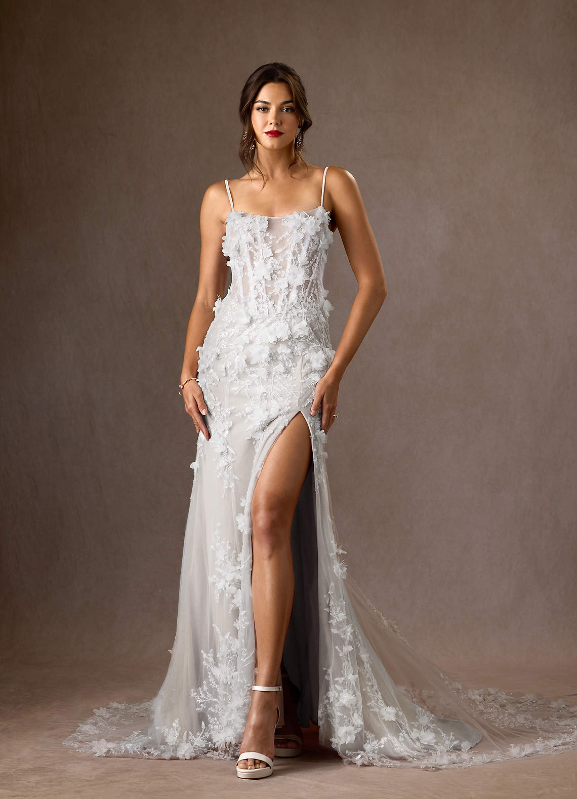 Azazie Alethea Wedding Dresses Diamond White Mermaid Strapless Lace Dress image1