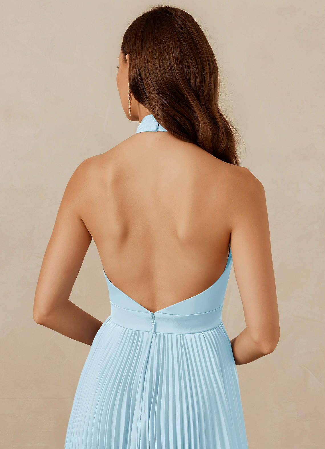 Christian Siriano Bridal for Azazie 1007 Bridesmaid Dresses Pleated Halter Stretch Satin A-line Dress image6