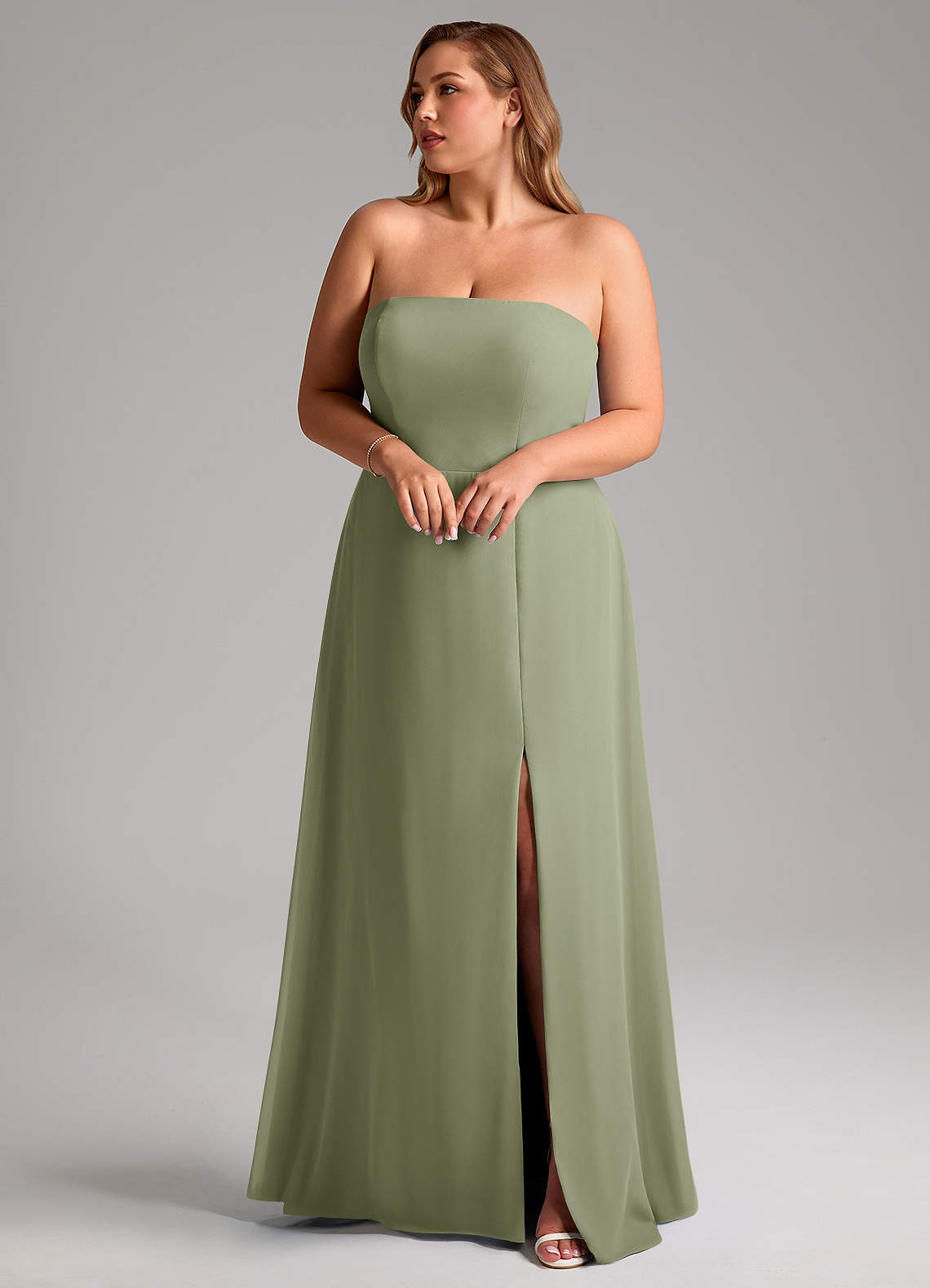 Azazie Wren Bridesmaid Dresses Pistachio A-Line Side Slit Chiffon Convertible Dress image1