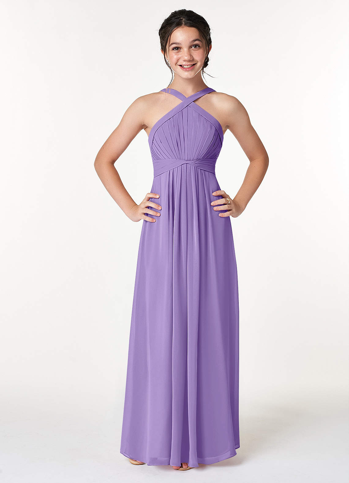 Azazie Anthea Junior Plissee Chiffon Kleid Tahiti image1