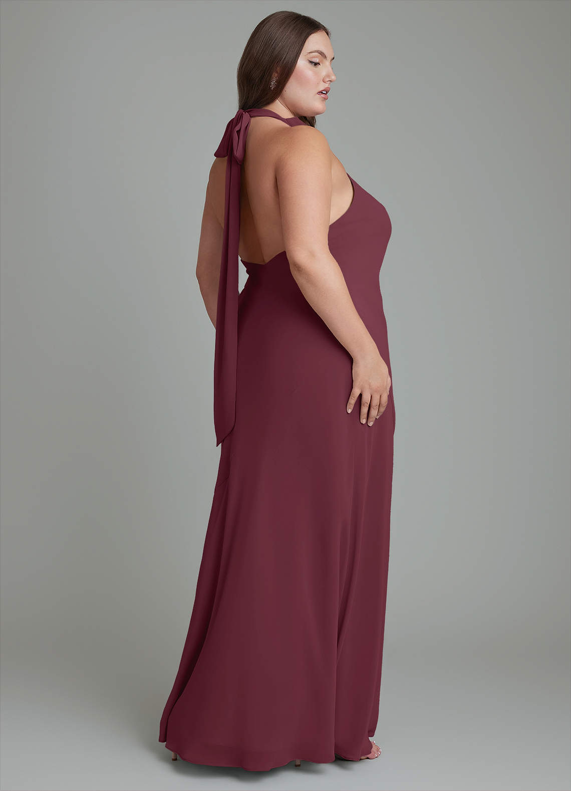 Azazie Velli Bridesmaid Dresses Cabernet Mermaid High Neck Chiffon Dress image12