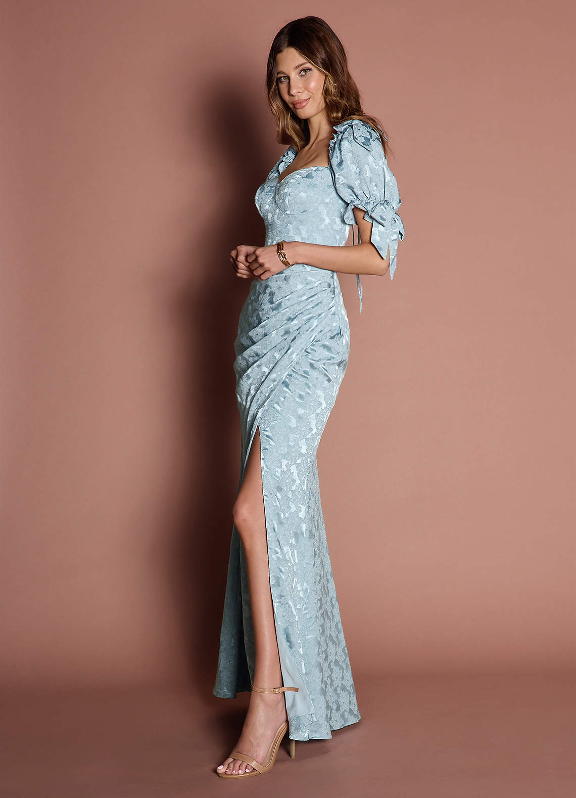 ice blue long sleeve dress mermaid evening dress long sleeve Ice Blue Long Sleeve Crystal Embellished  Mermaid Evening Dress  Annabella Bridal