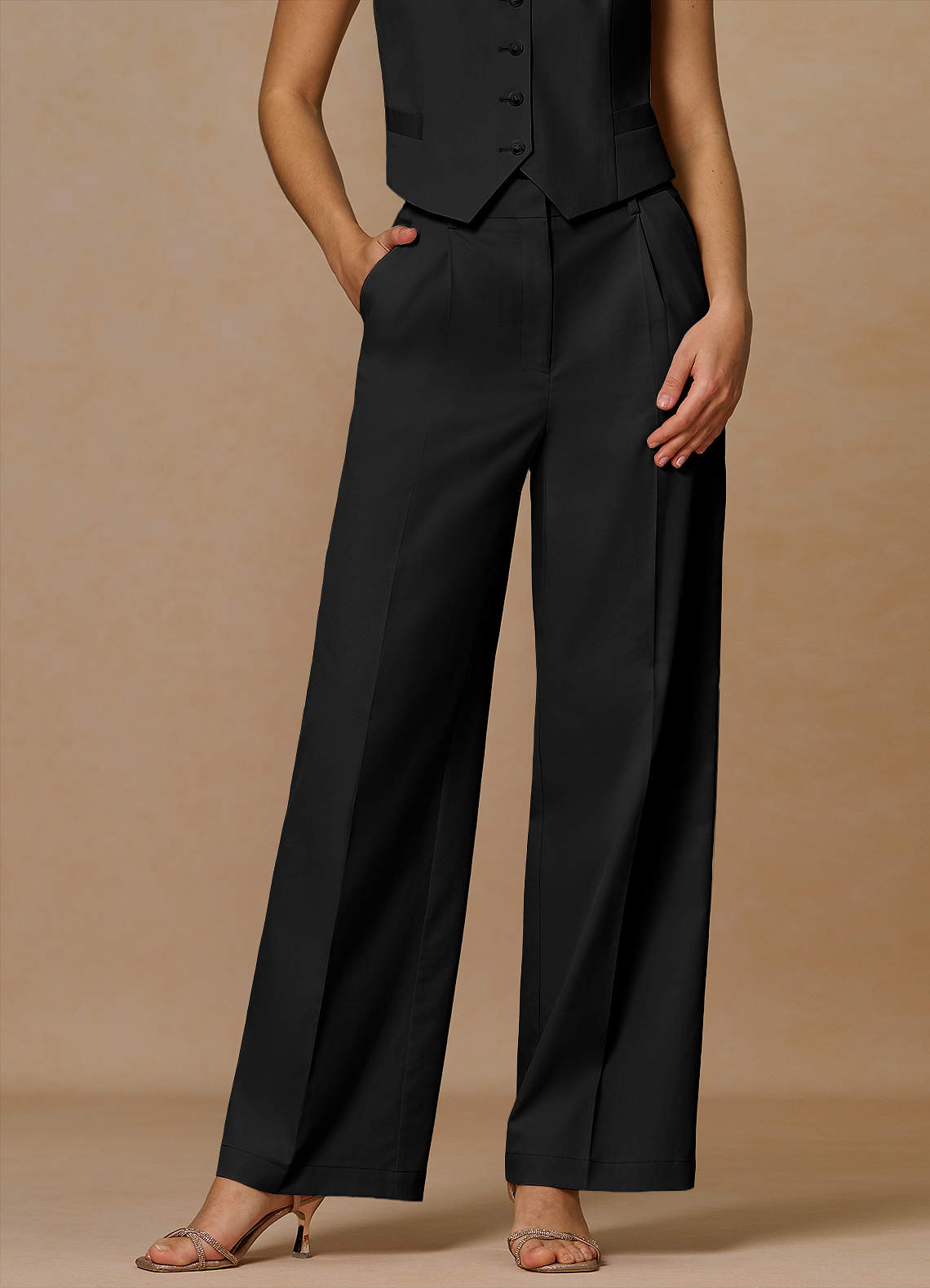 Margaret Black Cotton Linen Blend Pants | Azazie DE Margaret Black Cotton Linen Blend Pants | Azazie DE