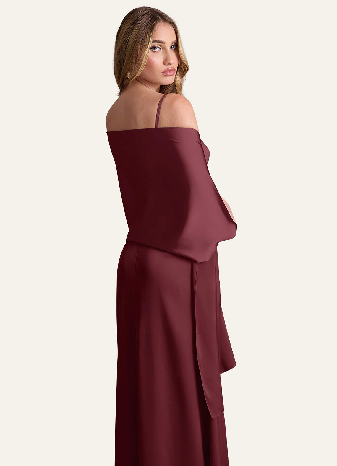 front Azazie Matching Color Stretch Satin Shawl