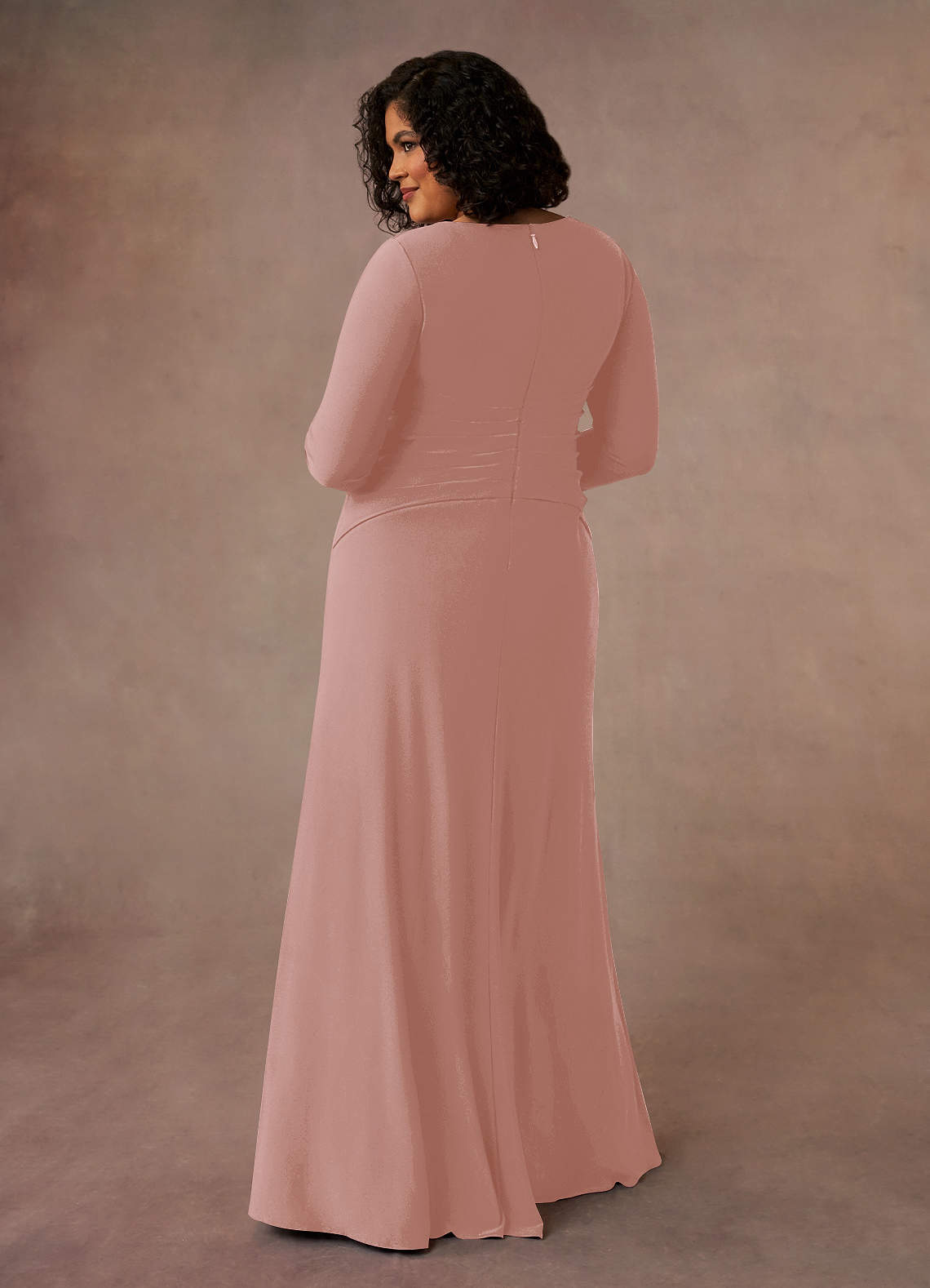 Azazie Natalya Dusty Rose A-Line Pleated Luxe Knit Dress Ready to Ship |  Azazie