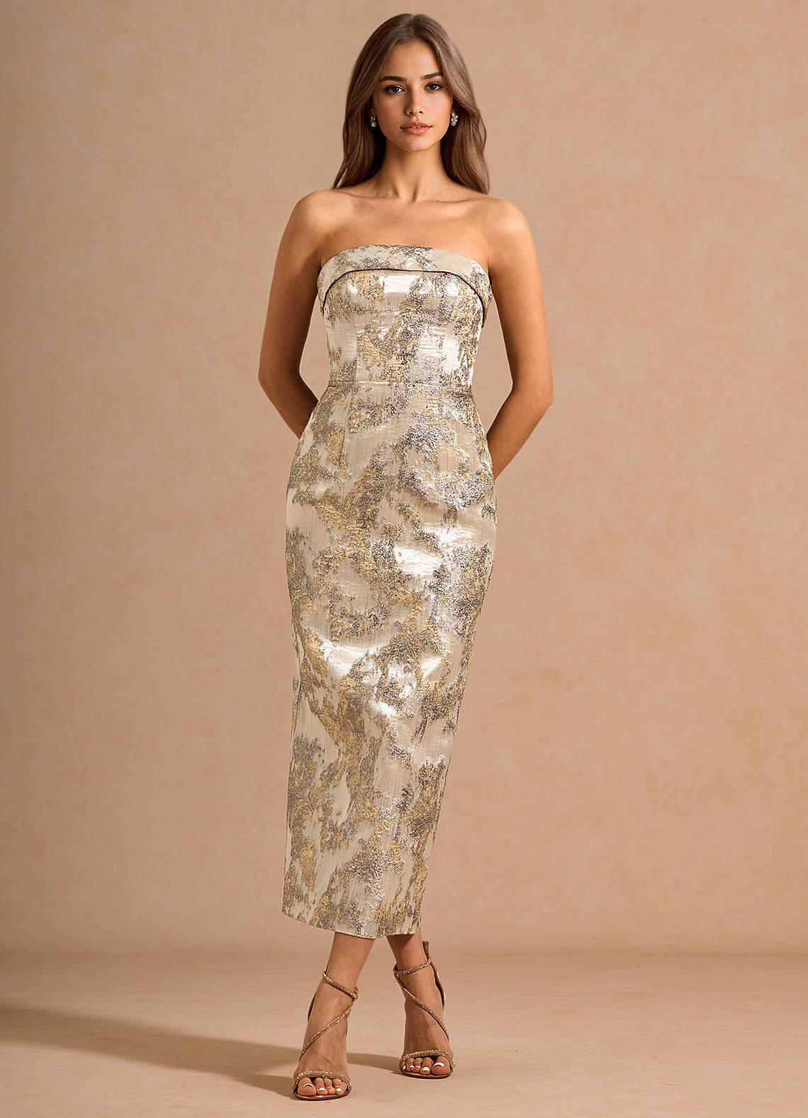 ★dress a dress★ k18 ネックレス Clytia Gilded Silver Maxi Dress | Azazie