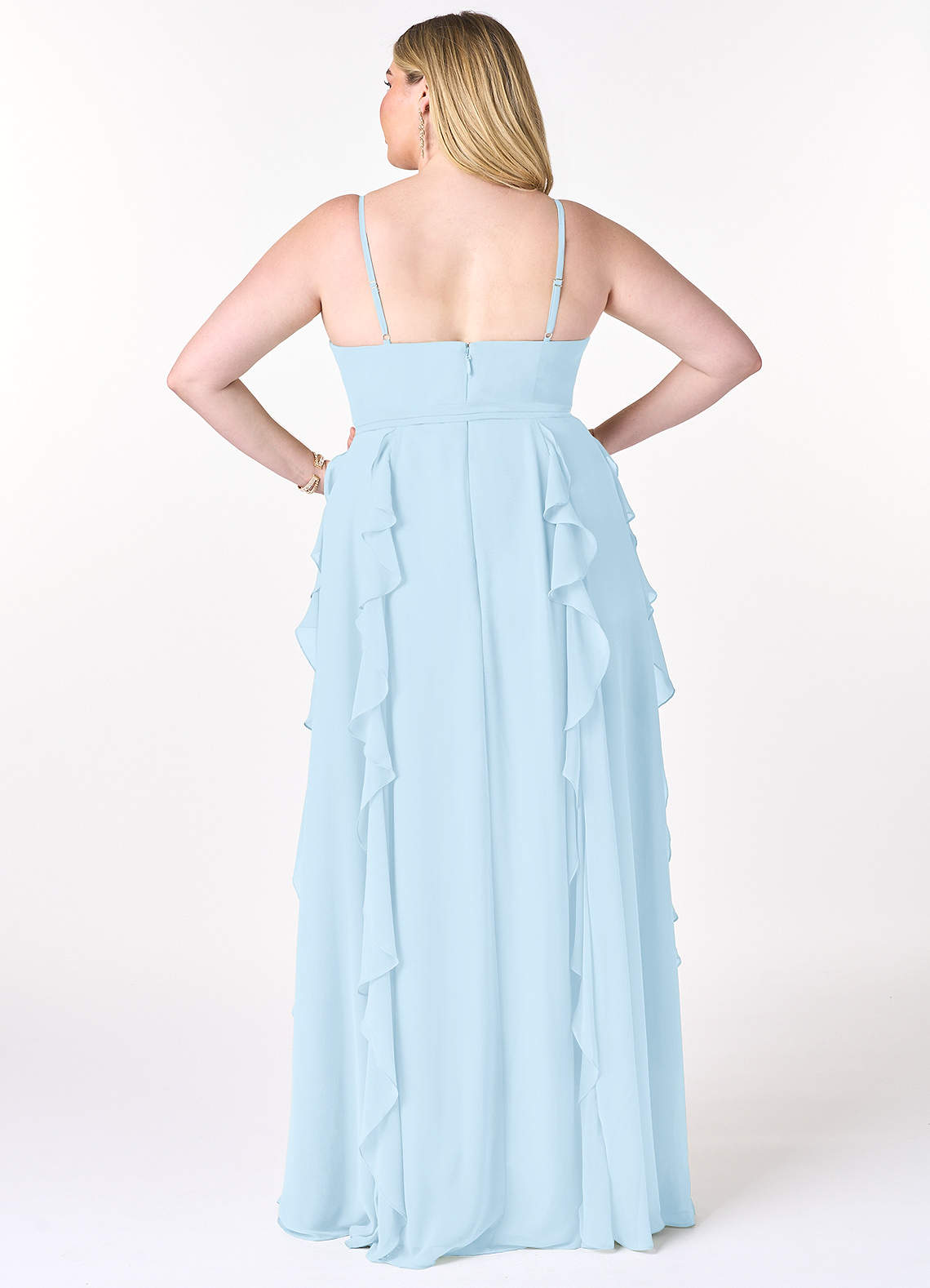 Azazie Peyton Bridesmaid Dresses Sky Blue A-Line Ruched Chiffon Dress image7