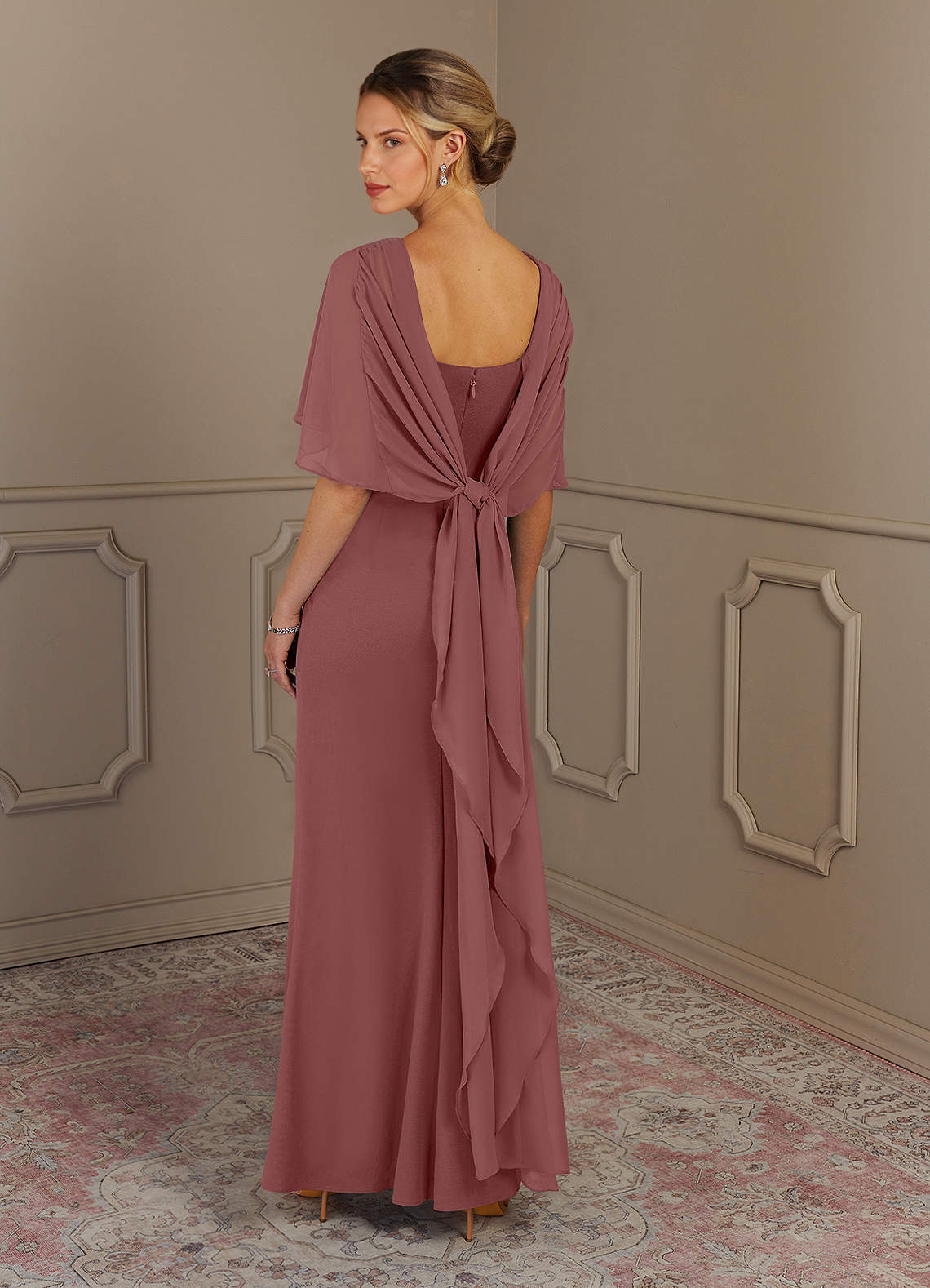 Azazie Dion Mother of the Bride Dresses Desert Rose Sheath Scoop Stretch Crepe Dress image4