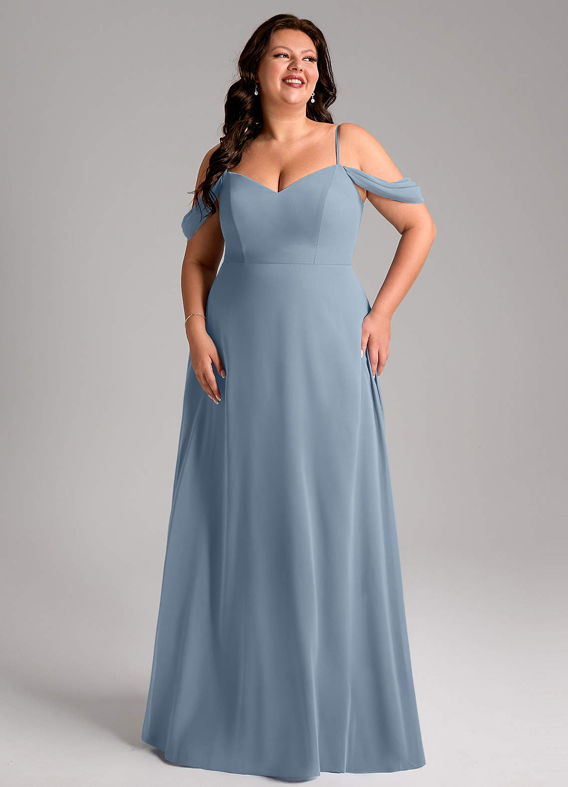 Azazie Marley Dusty Blue Chiffon Bridesmaid Dresses | Azazie