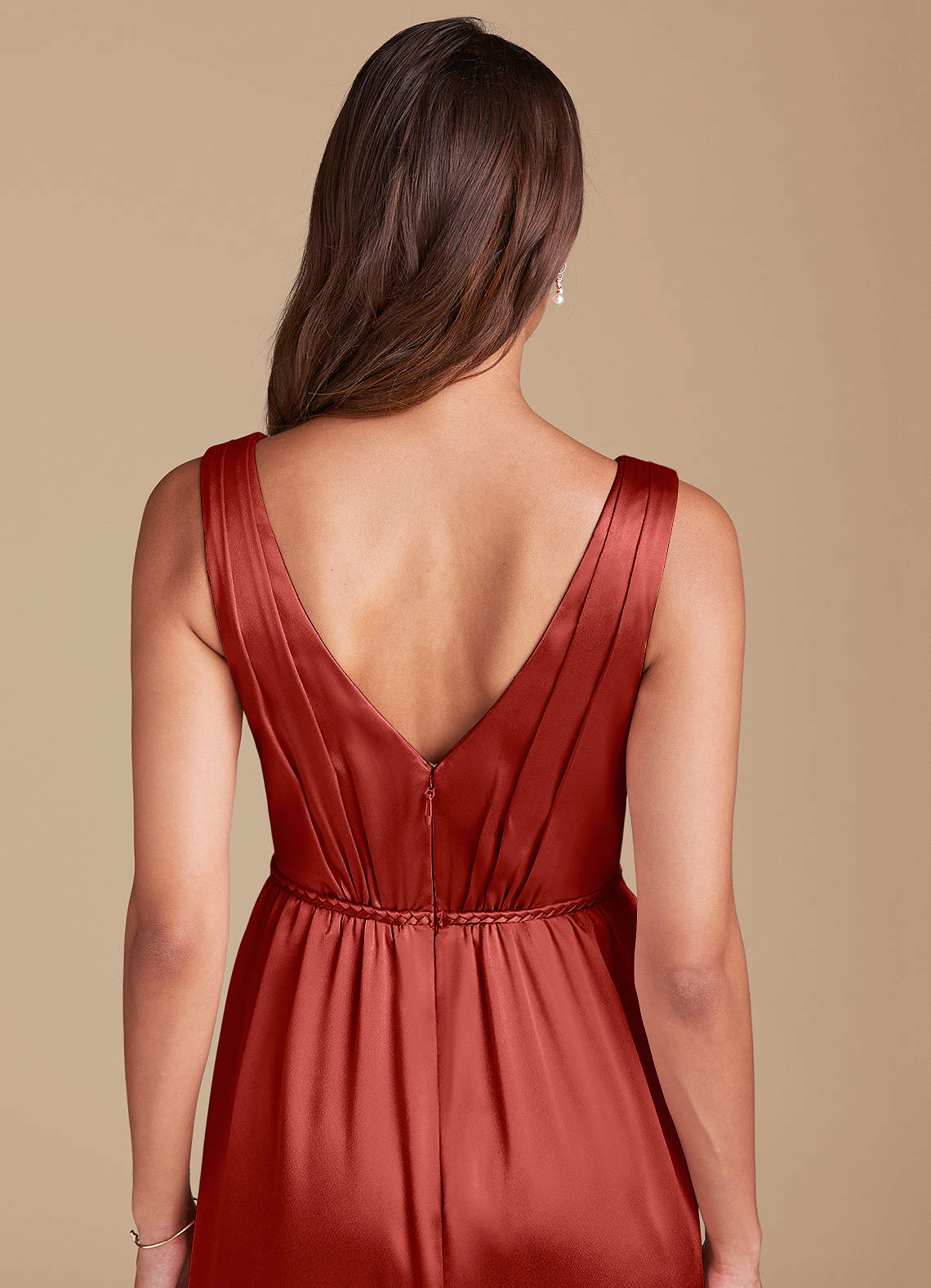 rust metallic dress Rust Bridesmaid Dress Shiny Satin Size Small