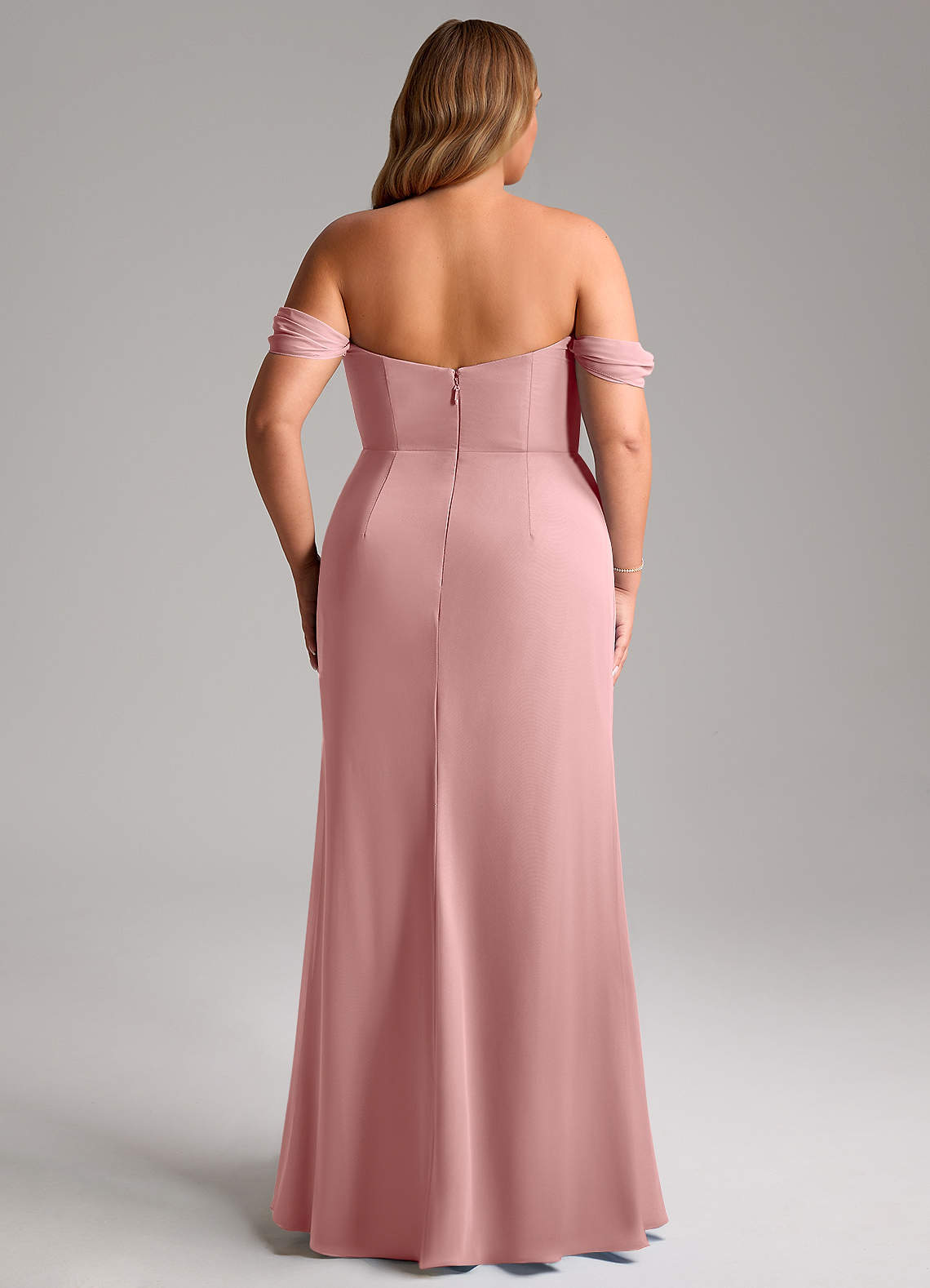 Azazie Saige Vestidos de damas de honor Vestido de Rosa Polvorienta de Gasa de Corte en A Convertible con Vestidos sin tirantes image14
