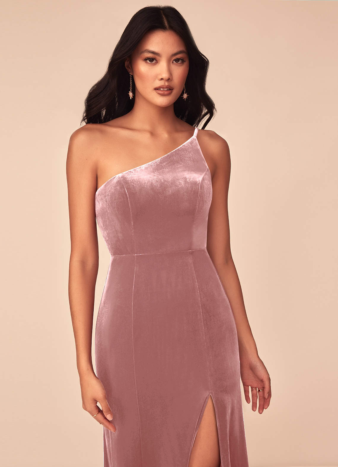 rose velvet bridesmaid dress KissProm