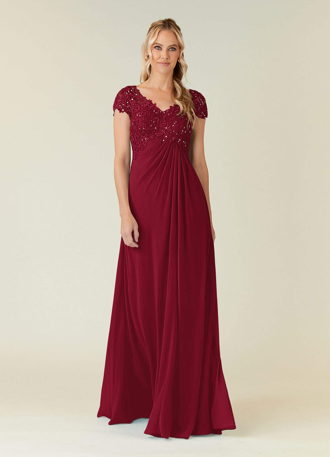 Azazie Jet Kleider für die Brautmutter A-Linie Pailletten Chiffon Kleid Burgunderrot image1