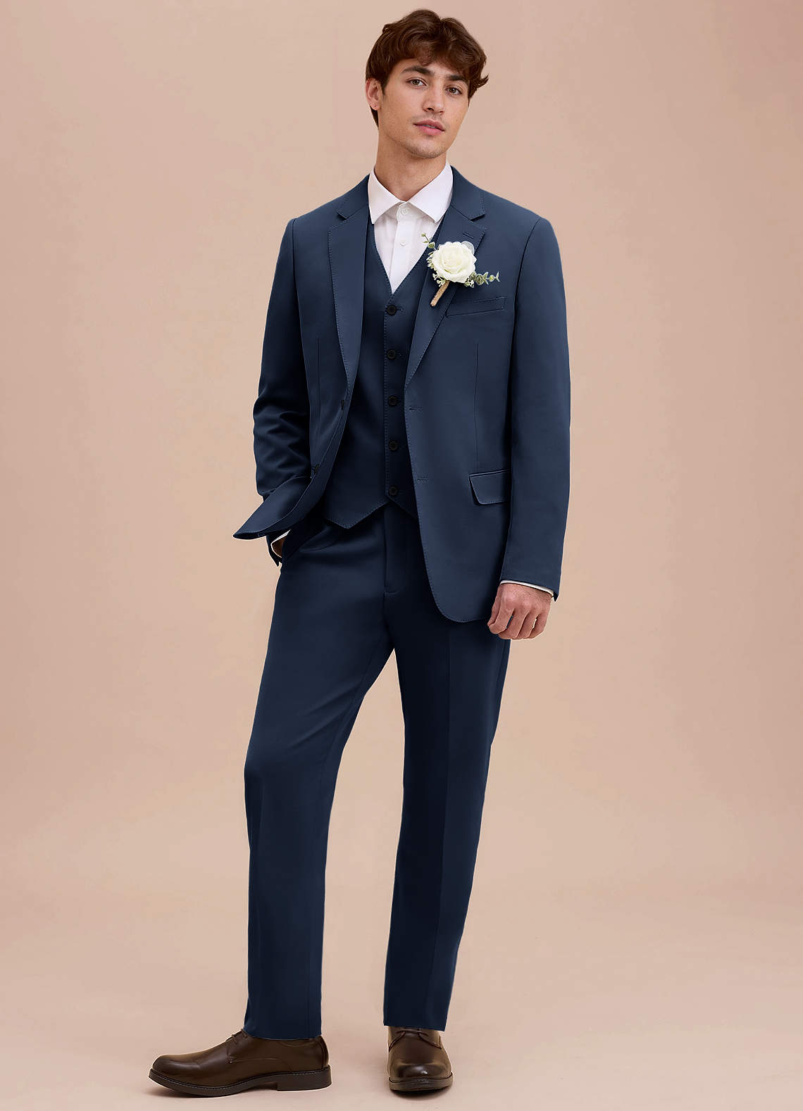 front Ethan Dark Navy Refined Weave 3-piece Suit