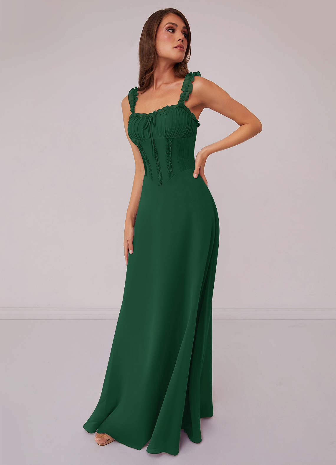 Barbie ♥ Azazie Bridesmaid Dresses Dark Green A-Line Sweetheart Neckline Chiffon Dress image1