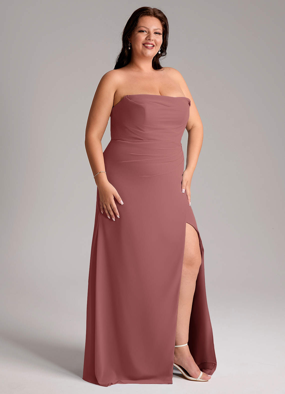 Azazie Leonis Bridesmaid Dresses Amethyst Sheath Strapless Chiffon Convertible Dress image13