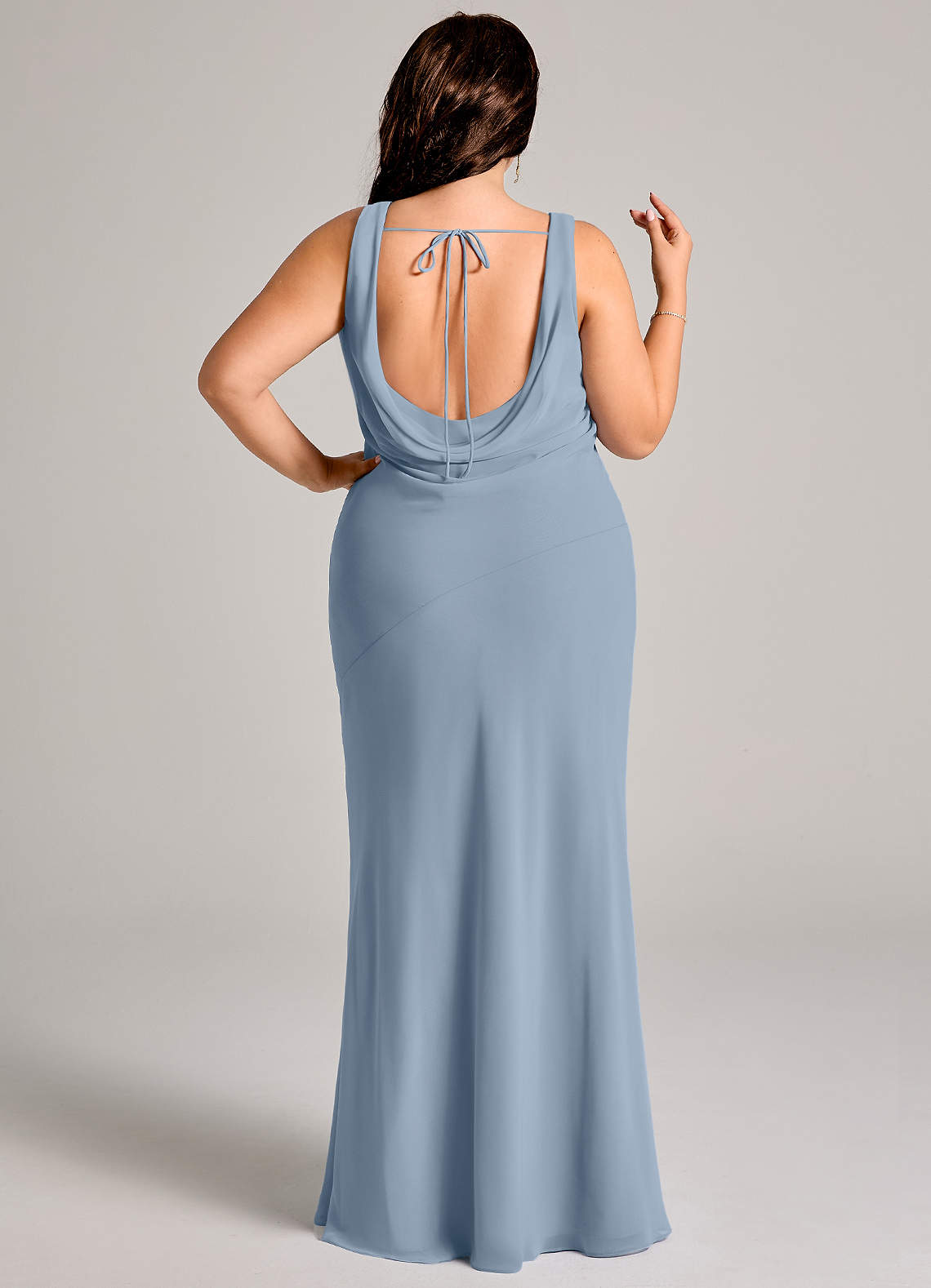 Azazie Rylina Bridesmaid Dresses Dusty Blue Mermaid Pleated Chiffon Dress image10