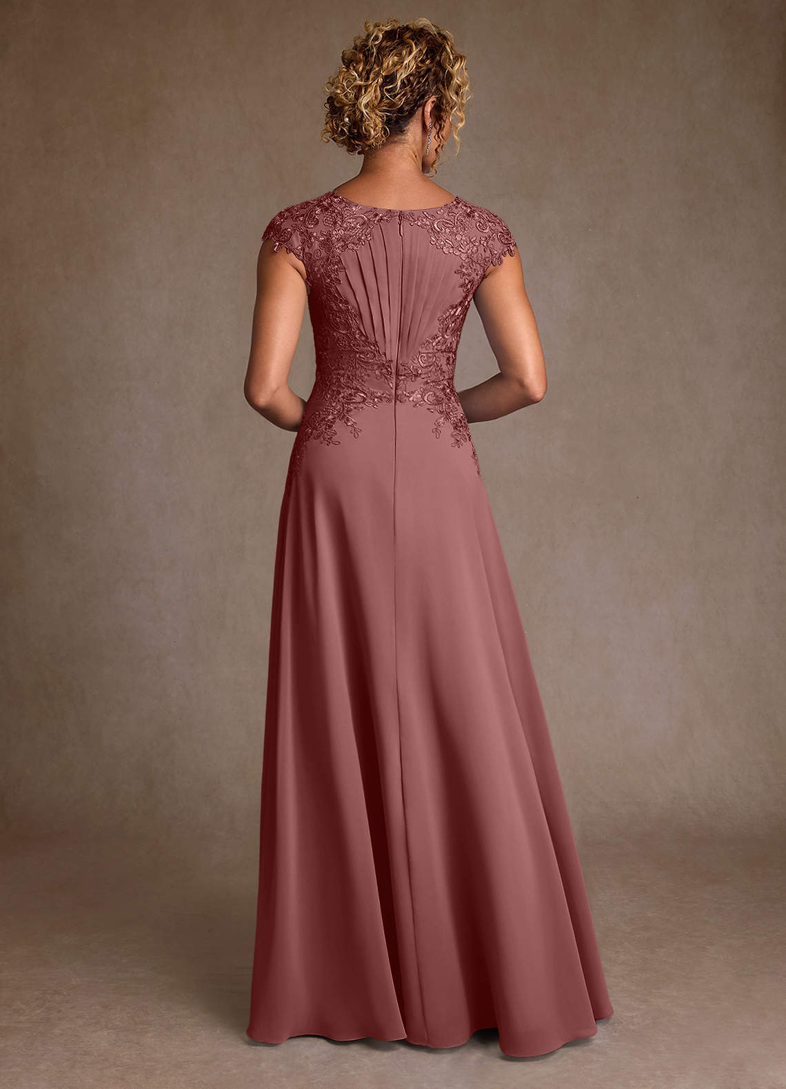 Azazie Christi Mother of the Bride Dresses Desert Rose A-Line Lace Chiffon Dress image1