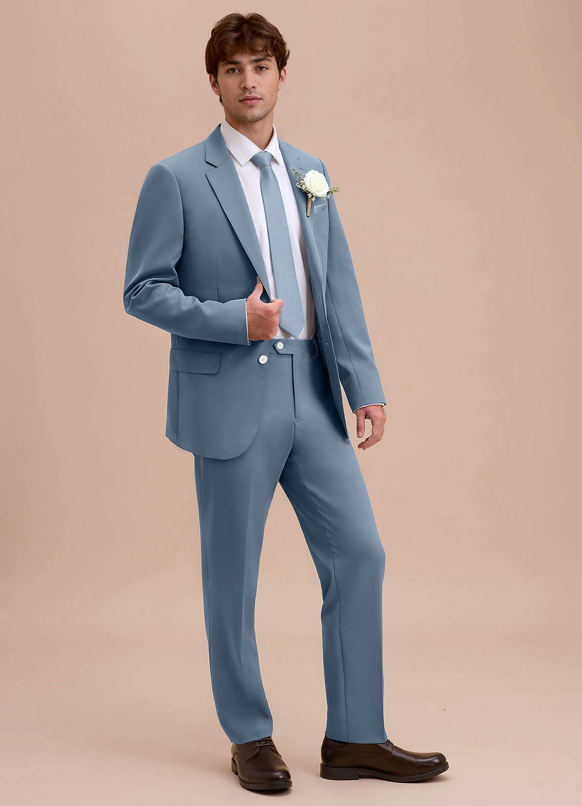 front Ethan Dusty Blue Refined Weave Suit Jacket