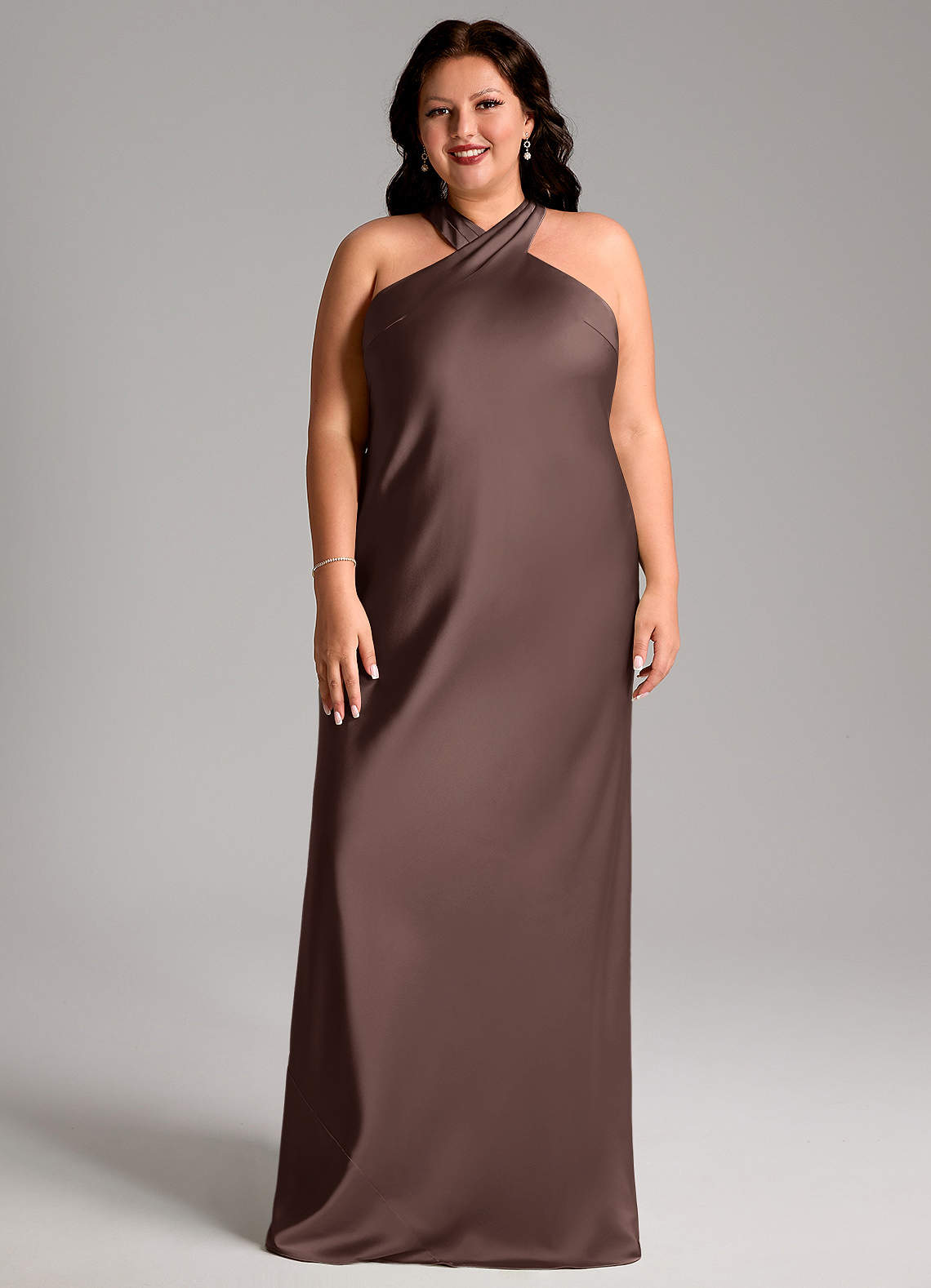 Azazie Doretta Bridesmaid Dresses Ganache Mermaid Pleated Stretch Satin Dress image1