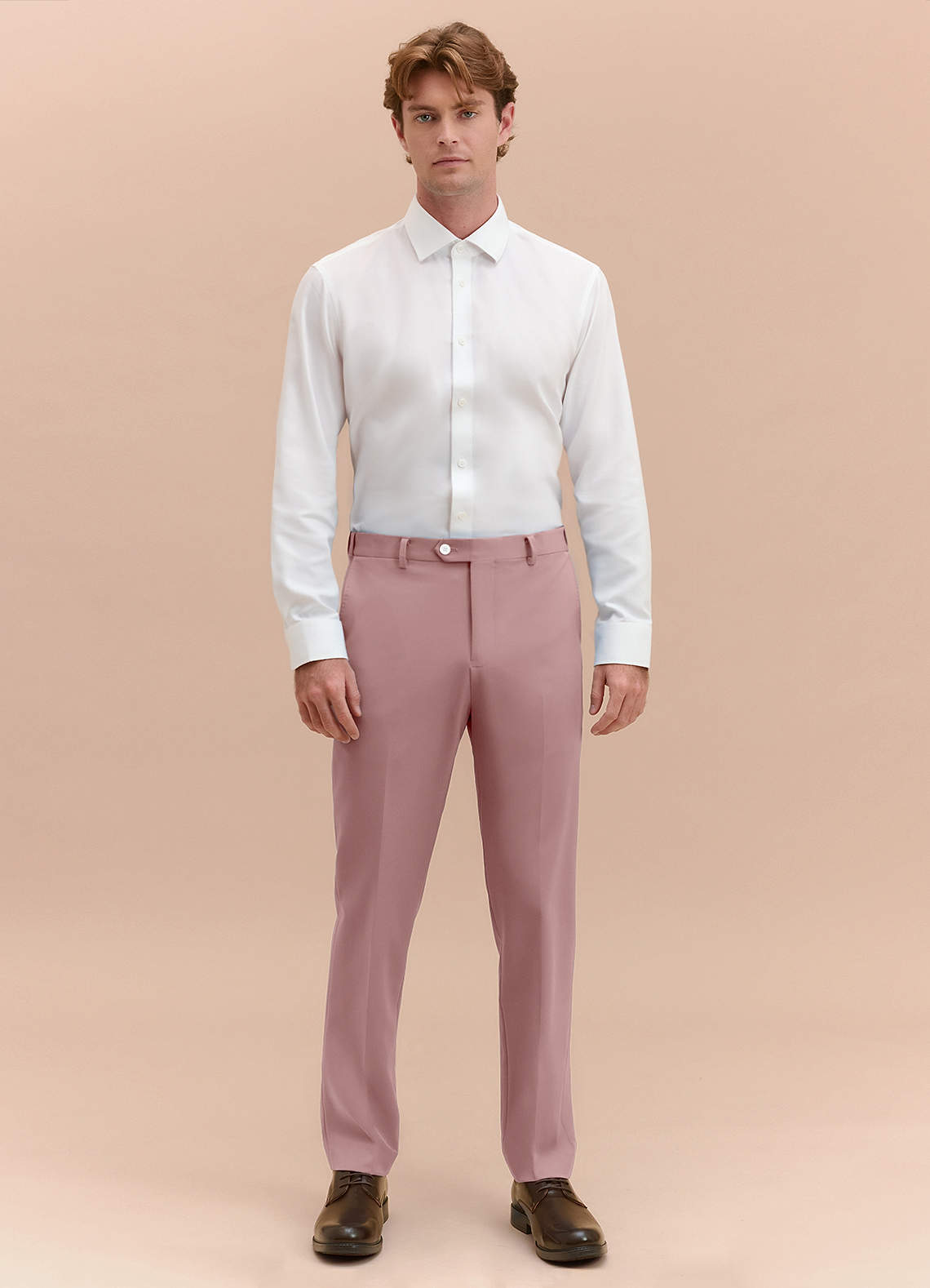 front James Dusty Rose Structured Stretch Dress Pants
