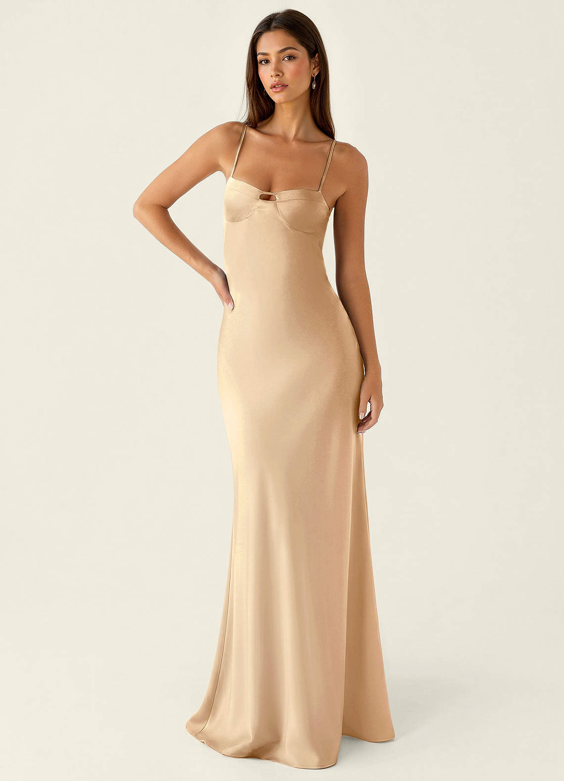 Stasiam Champagne Stain Open Back Party Dress