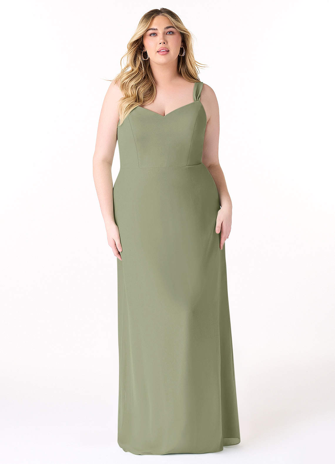 Azazie Denice Bridesmaid Dresses Pistachio Sheath Pleated Chiffon Dress image1