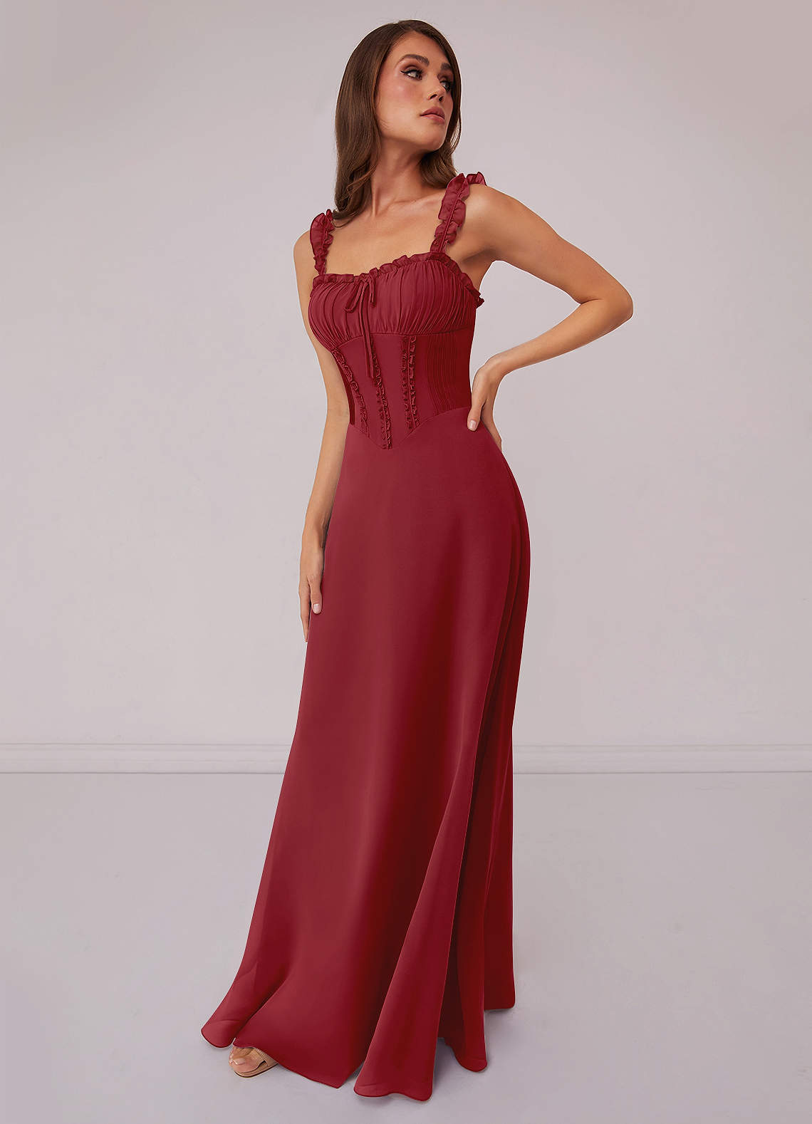 Barbie ♥ Azazie Bridesmaid Dresses Pomegranate A-Line Sweetheart Neckline Chiffon Dress image1