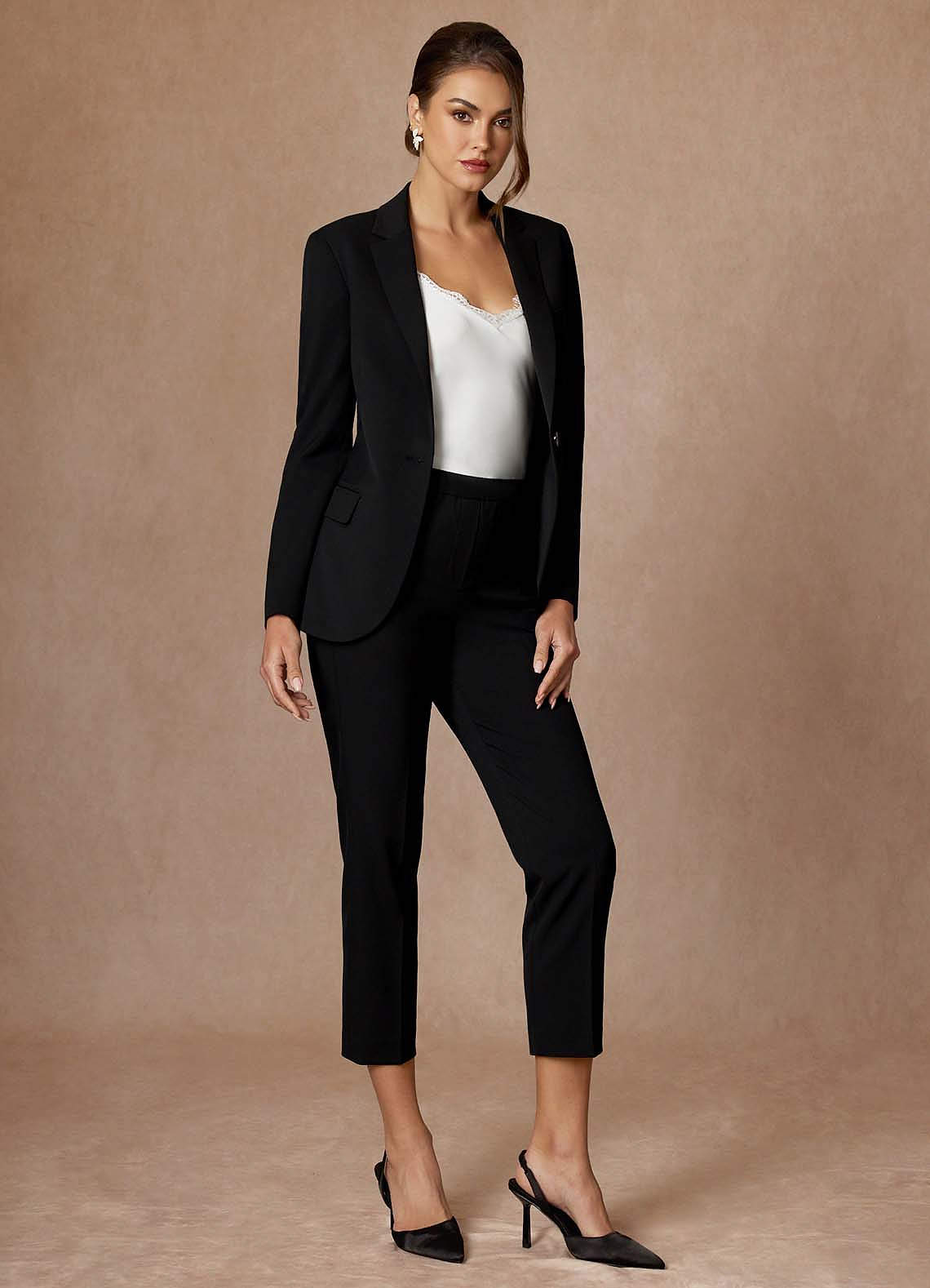 front Kennedy Black Refined Weave  Performance Dress Pants