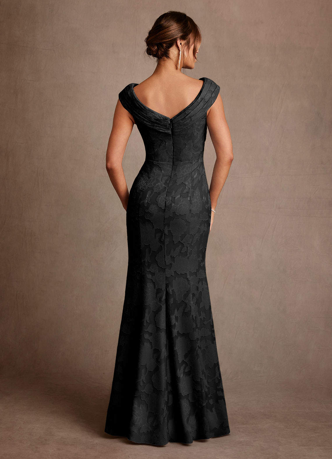 Azazie Aberdeen Black Sheath Pleated Floral Burnout Dress | Azazie