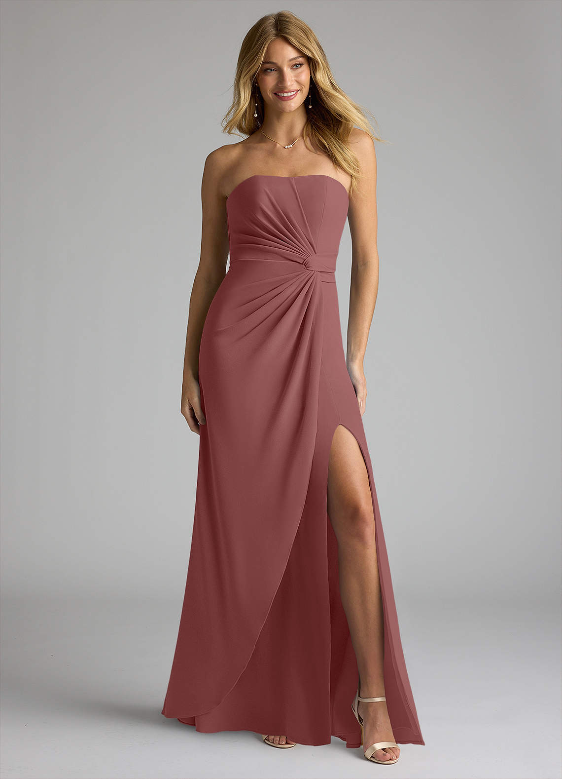 jacqueline bridesmaid dresses Jacqueline Pleated Wide Leg Pants - Mahogany main image 0