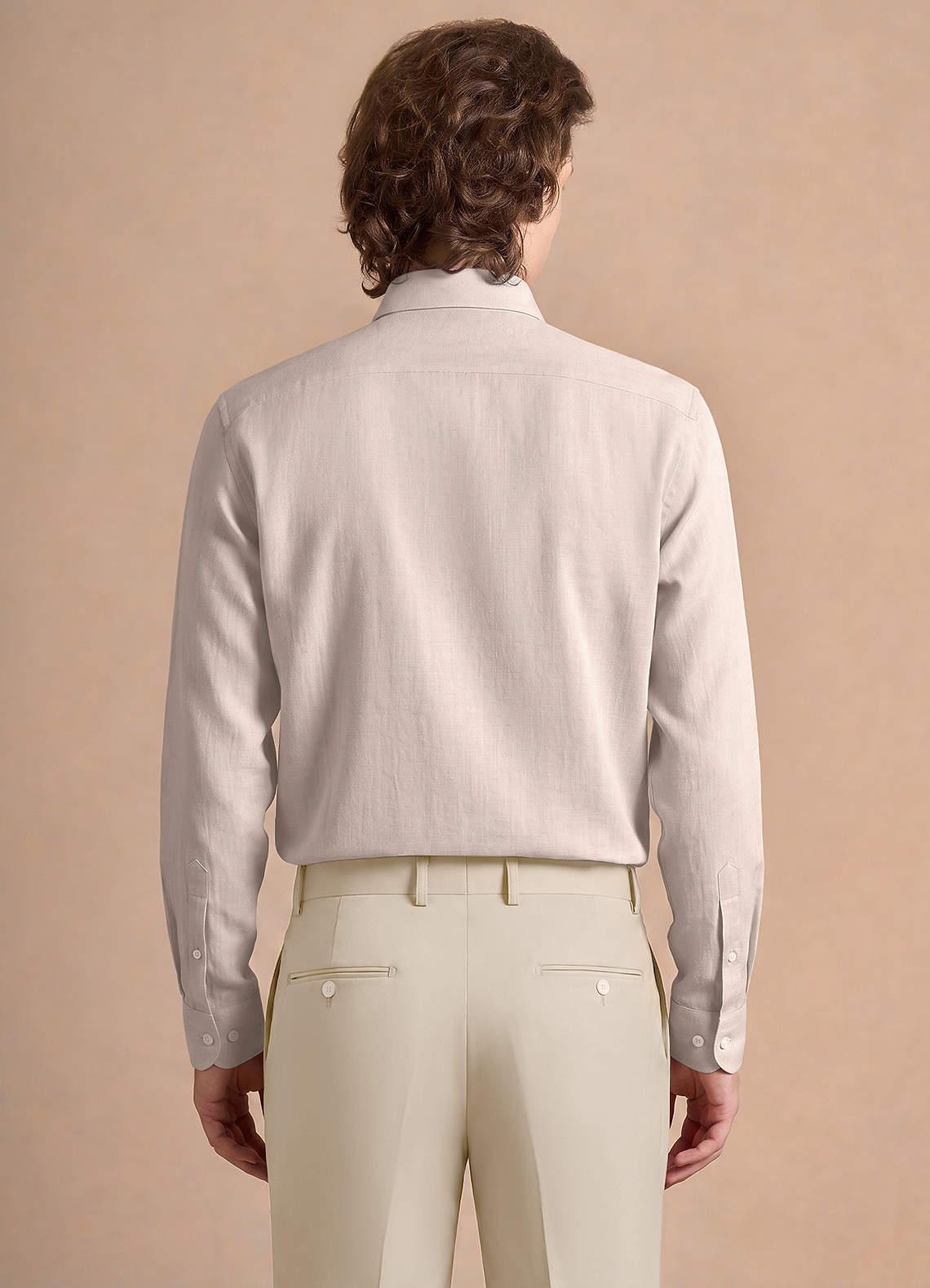 front Grant Cream Linen Blend Dress Shirt