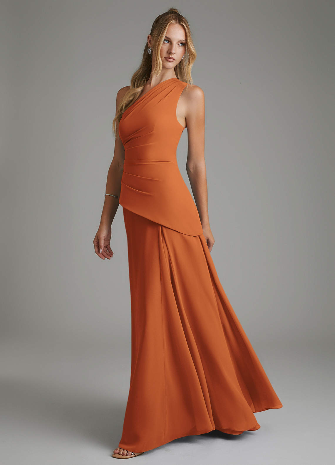 holly bridesmaid dress Azazie A-Line One-Shoulder Floor-Length Chiffon Dresses Size:17