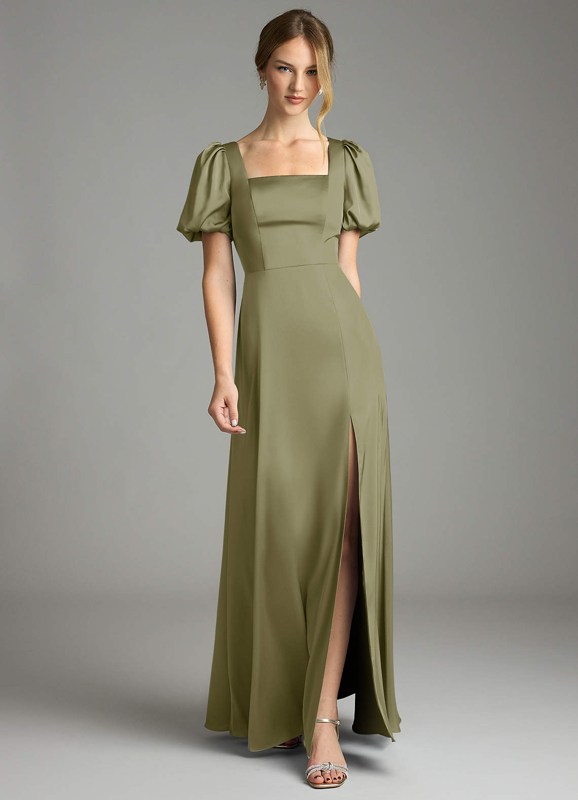 Azazie Fyona Pistachio Stretch Satin Bridesmaid Dresses | Azazie