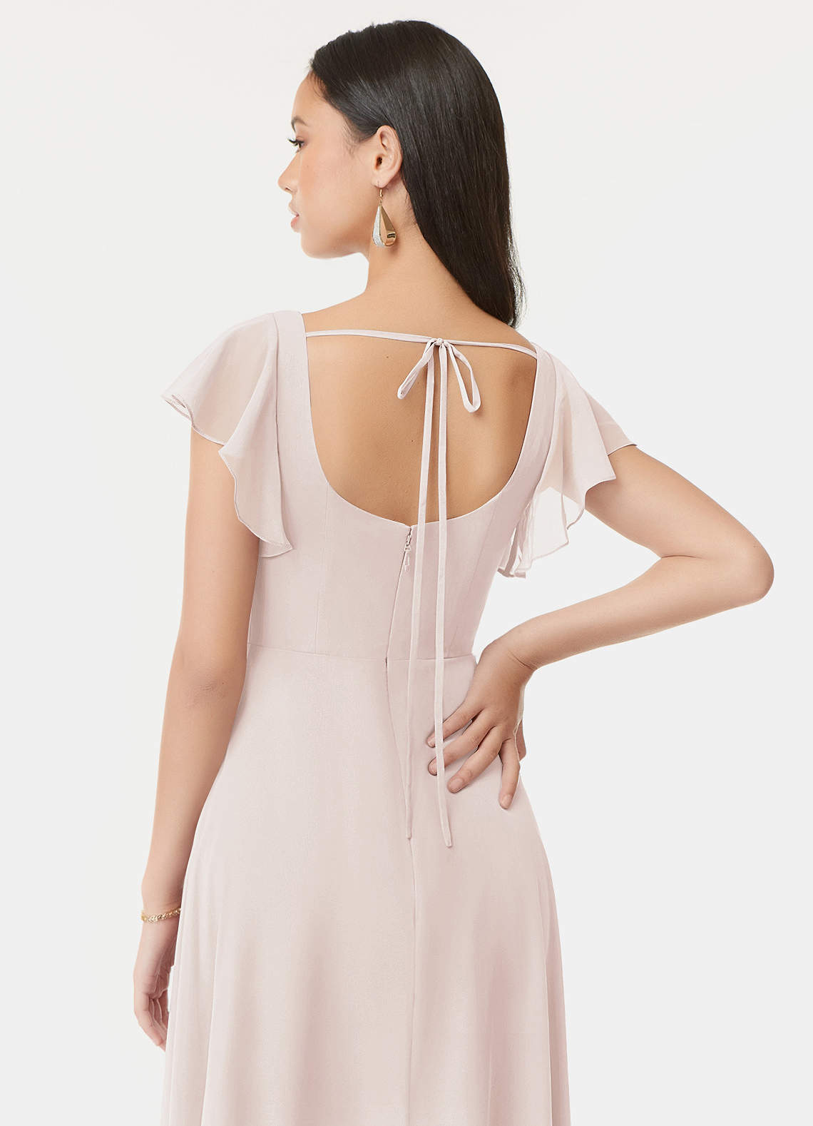 Azazie Bondi Vestidos de madrinha de casamento Vestido Pétala De Rosa de Chiffon de Linha A com Ruched image2