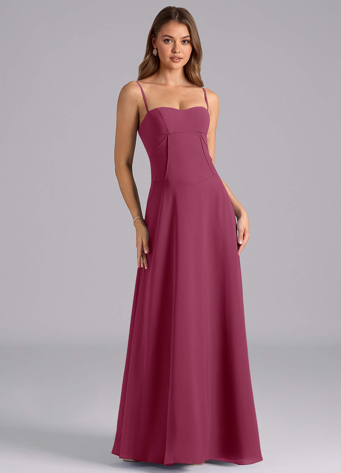 Azazie Valentine Bridesmaid Dresses Mulberry A-Line Corset Chiffon Dress image1