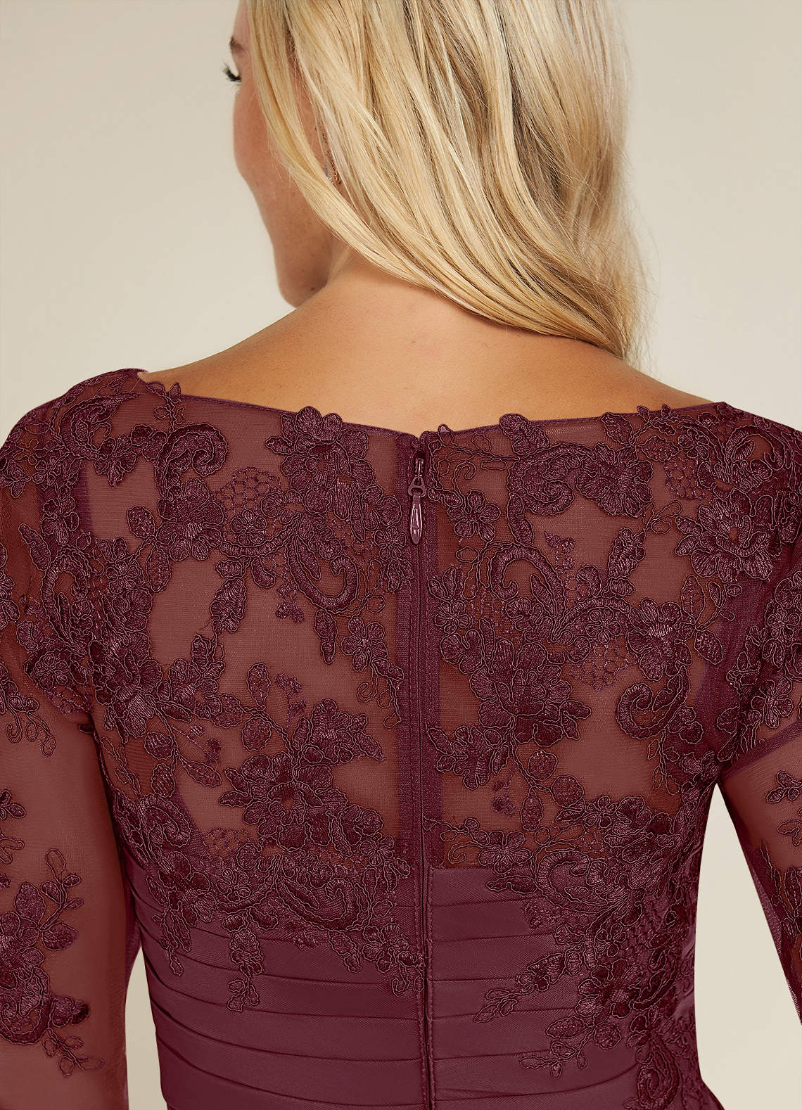 Azazie Alisondra Mother of the Bride Dresses Cabernet Sheath Scoop Lace Lace Dress image6