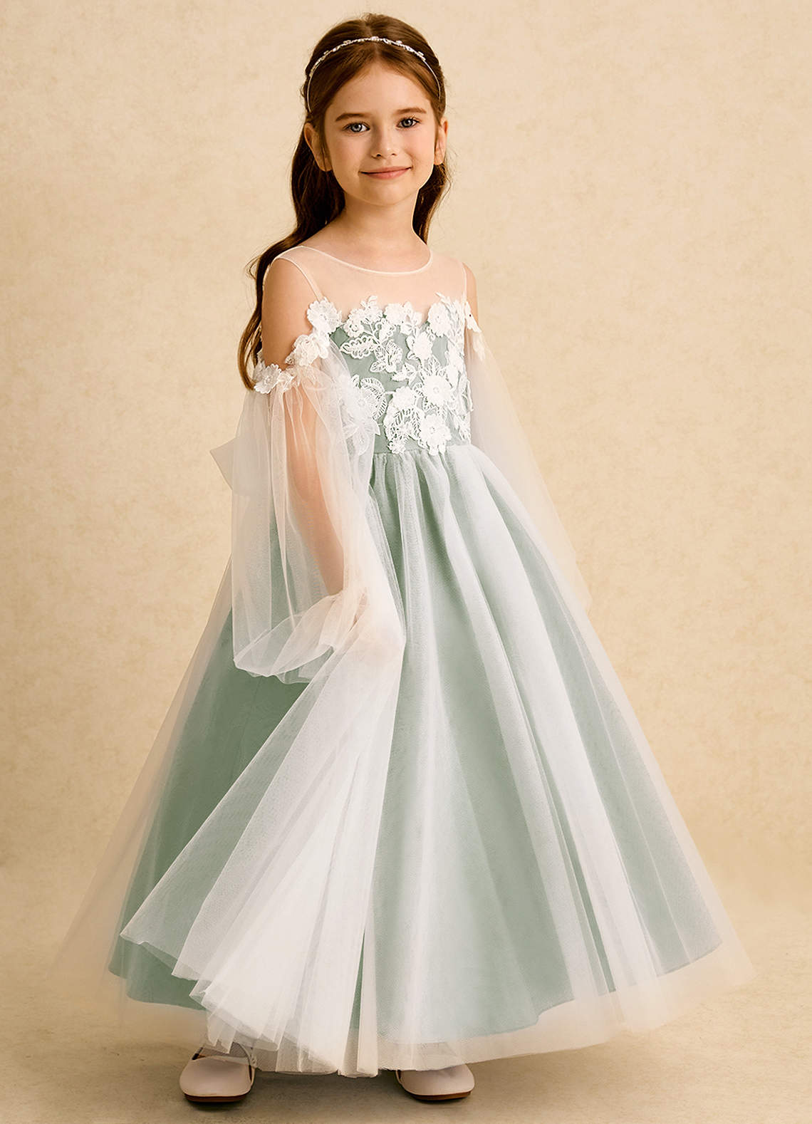 Azazie Zimi Flower Girl Klänningar Klänning Balklänning i Tyll Hjärtformad urringning image5