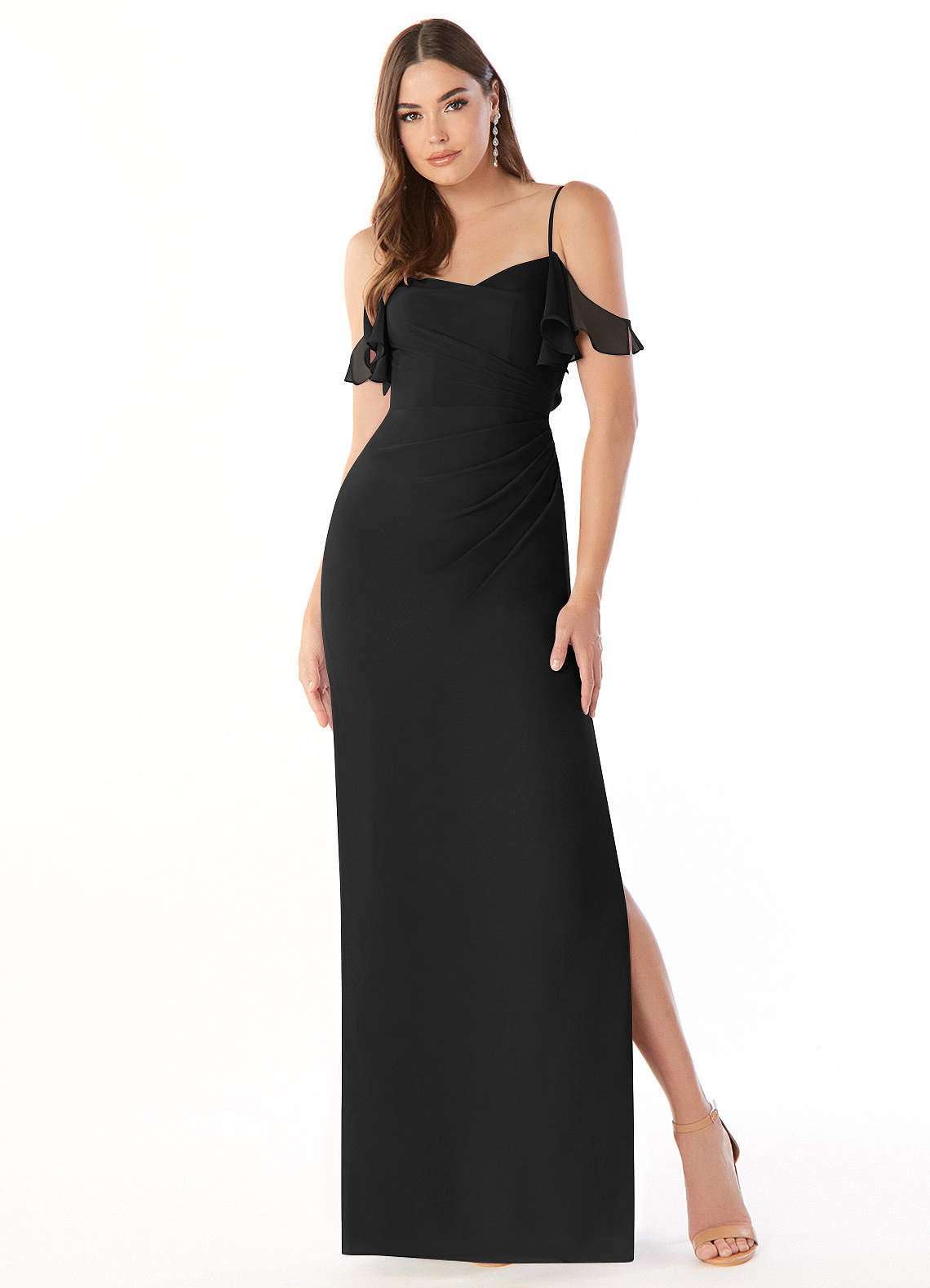 azazie black chiffon bridesmaid dress Azazie Bondi