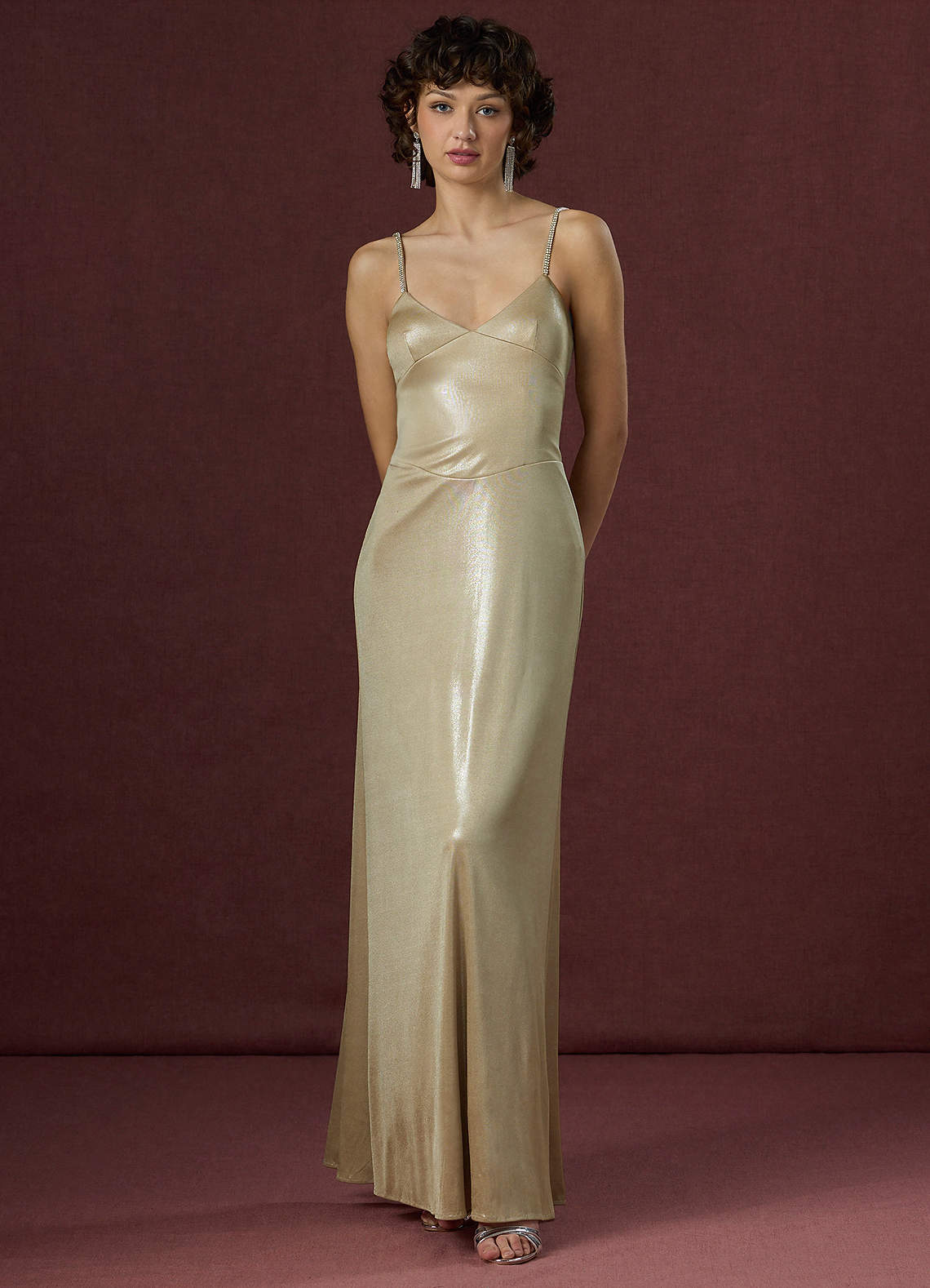 green emerald velvet dress Jluxlabel | Taupe Moment in Time Maxi Dress