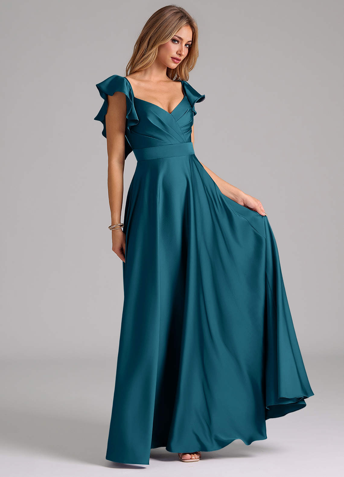 Azazie Leilani Ink Blue Stretch Satin Bridesmaid Dresses